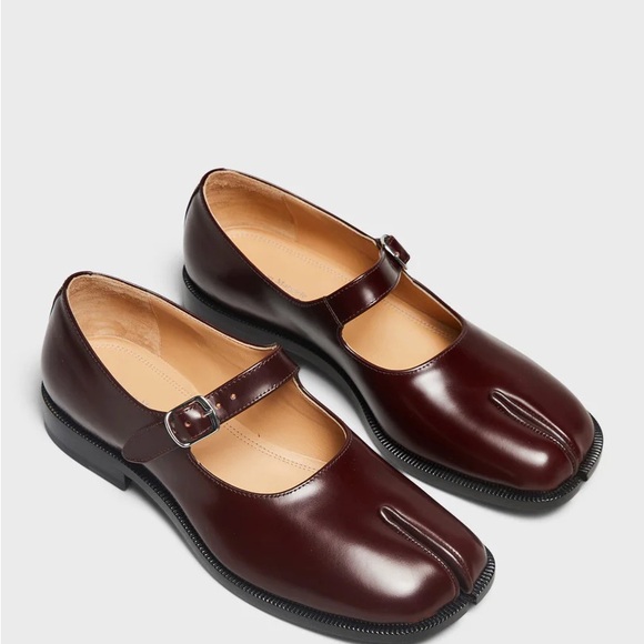 Maison Margiela Burgundy Mary Jane Tabi Shoes
